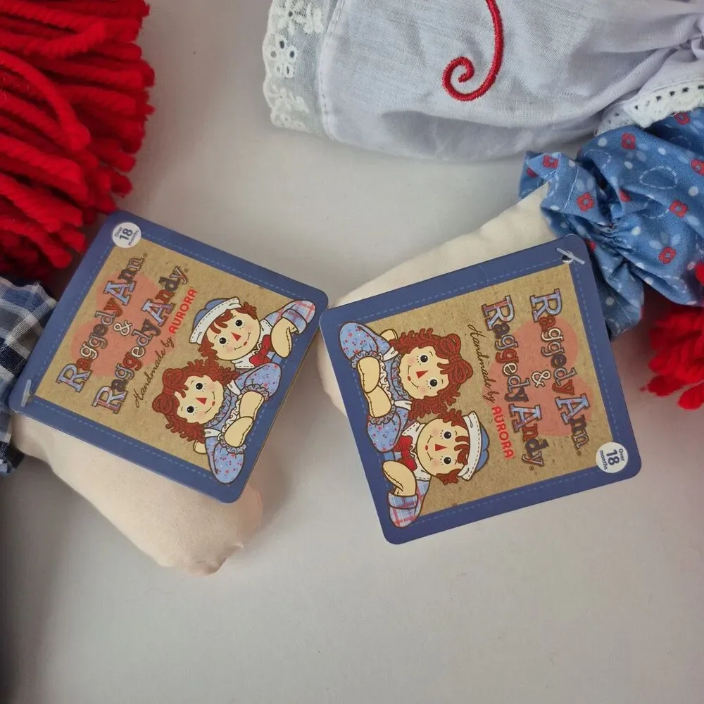 Hasbro by Aurora Raggedy Ann & Raggedy Andy 16 Inch Plush Doll Set Brand New